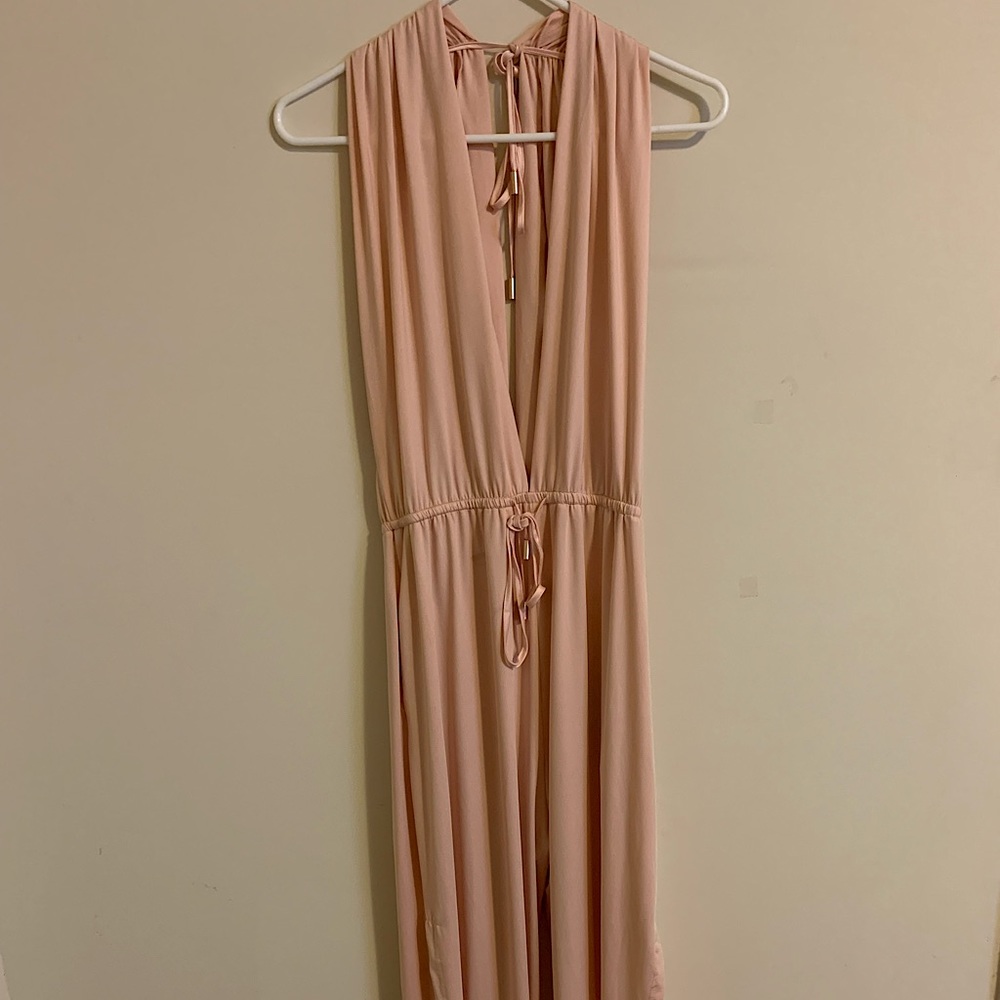Deep V Baby Pink Jumpsuit